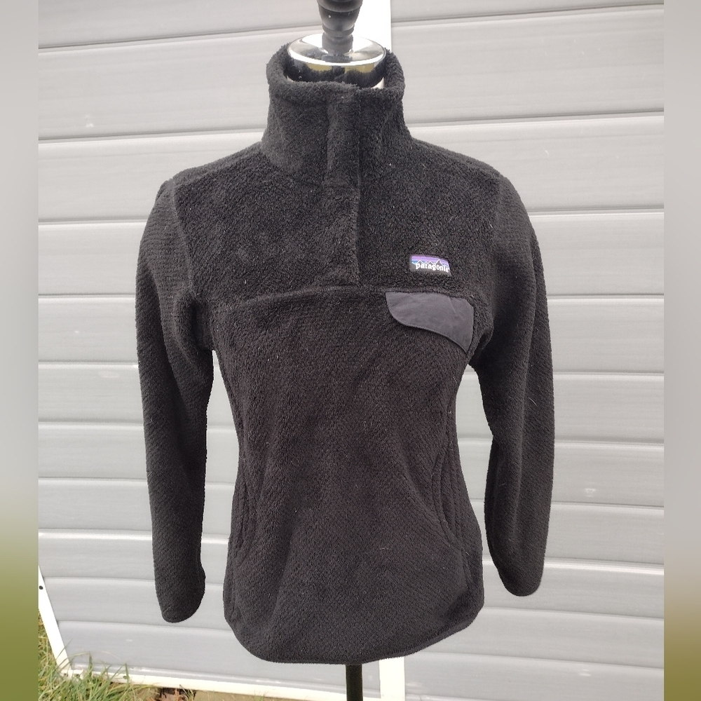 Patagonia Sweater Womens Small Black Re-Tool Snap-T Pullover Mock Neck